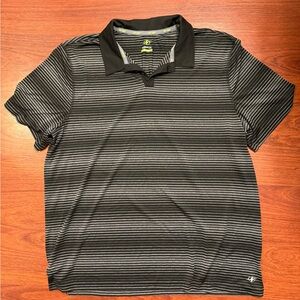 NordicTrack Men’s Striped Black and Gray Polo - XL